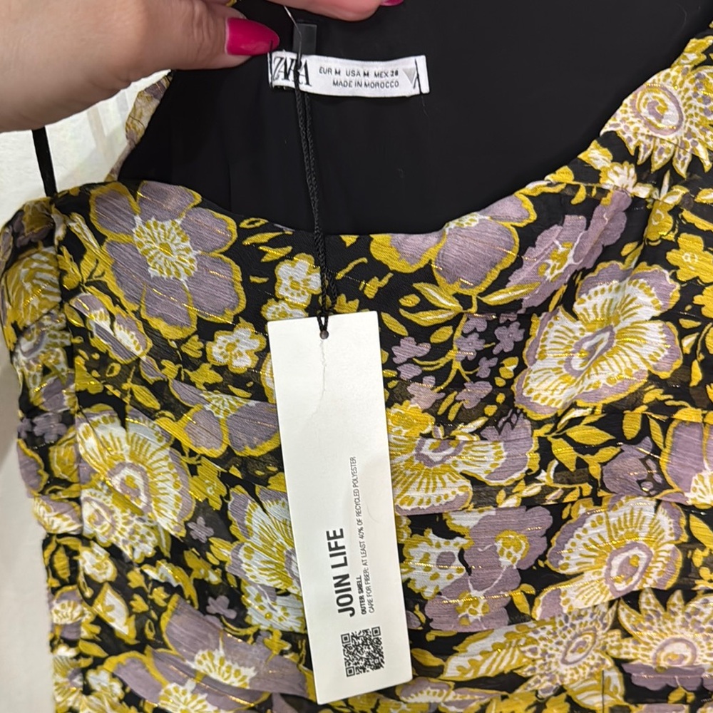 Zara Purple and Gold One Shoulder Dress Cocktail NWT - Picture 2 of 6